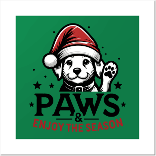 Santa Hat Puppy Holiday Greeting Posters and Art